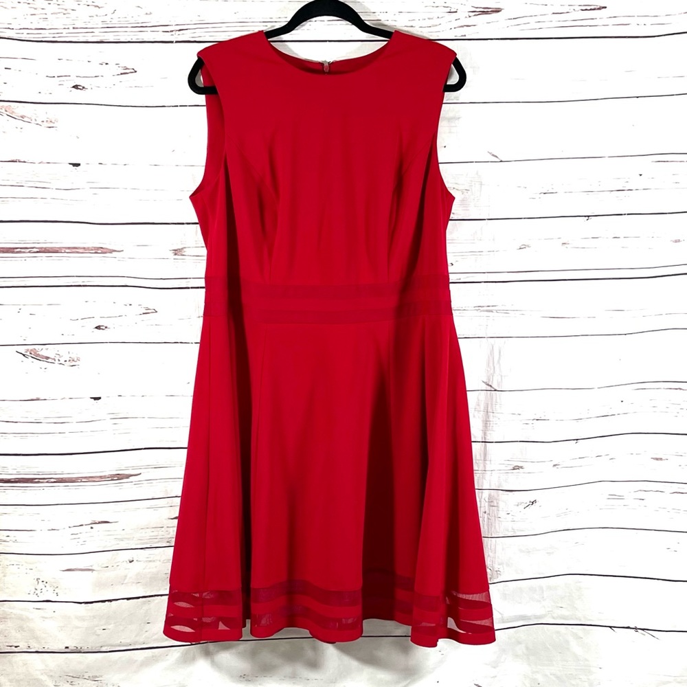 Calvin Klein Dress‎ Womens Plus Size 14W Fit & Flare Red Sleeveless